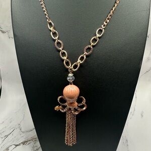 Betsey Johnson Gold and Peach Octopus Necklace